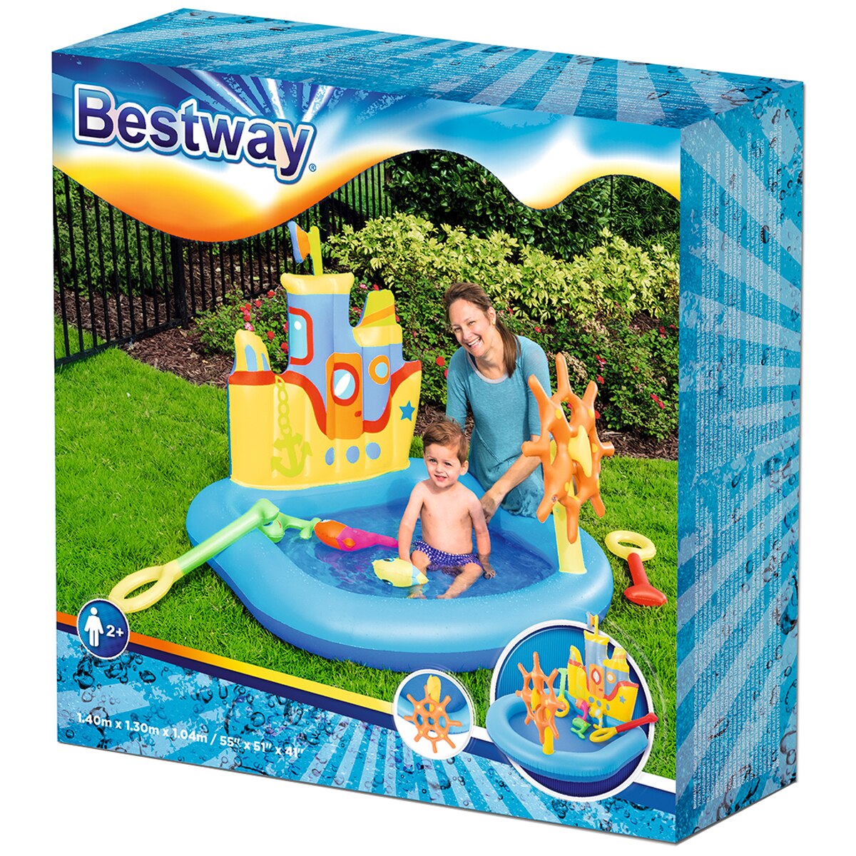 Bestway 55" x 51" x 41"/1.40m x 1.30m x 1.04m Tug Boat Play Pool