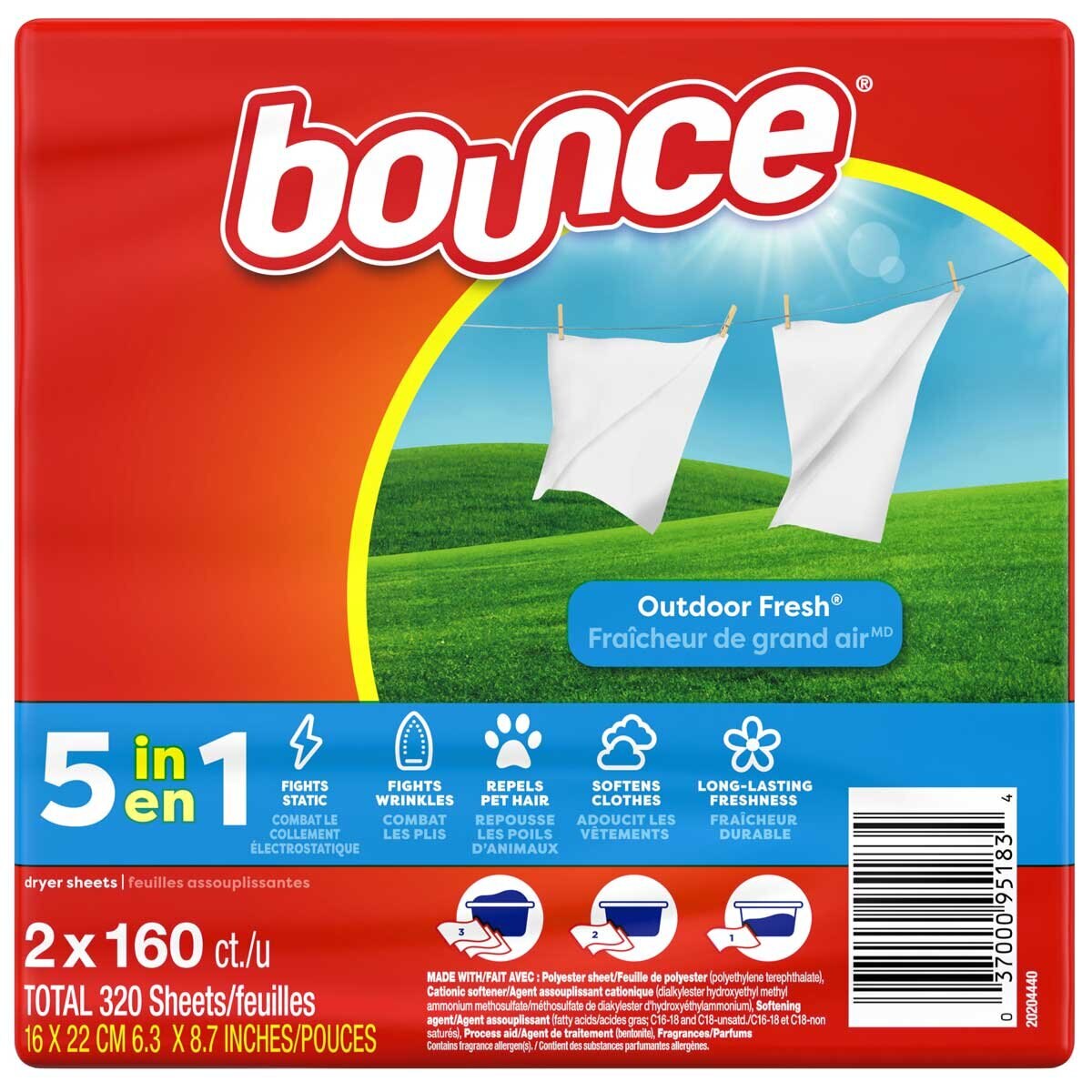 Bounce Fabric Softener Sheets 2 x 160 Sheets