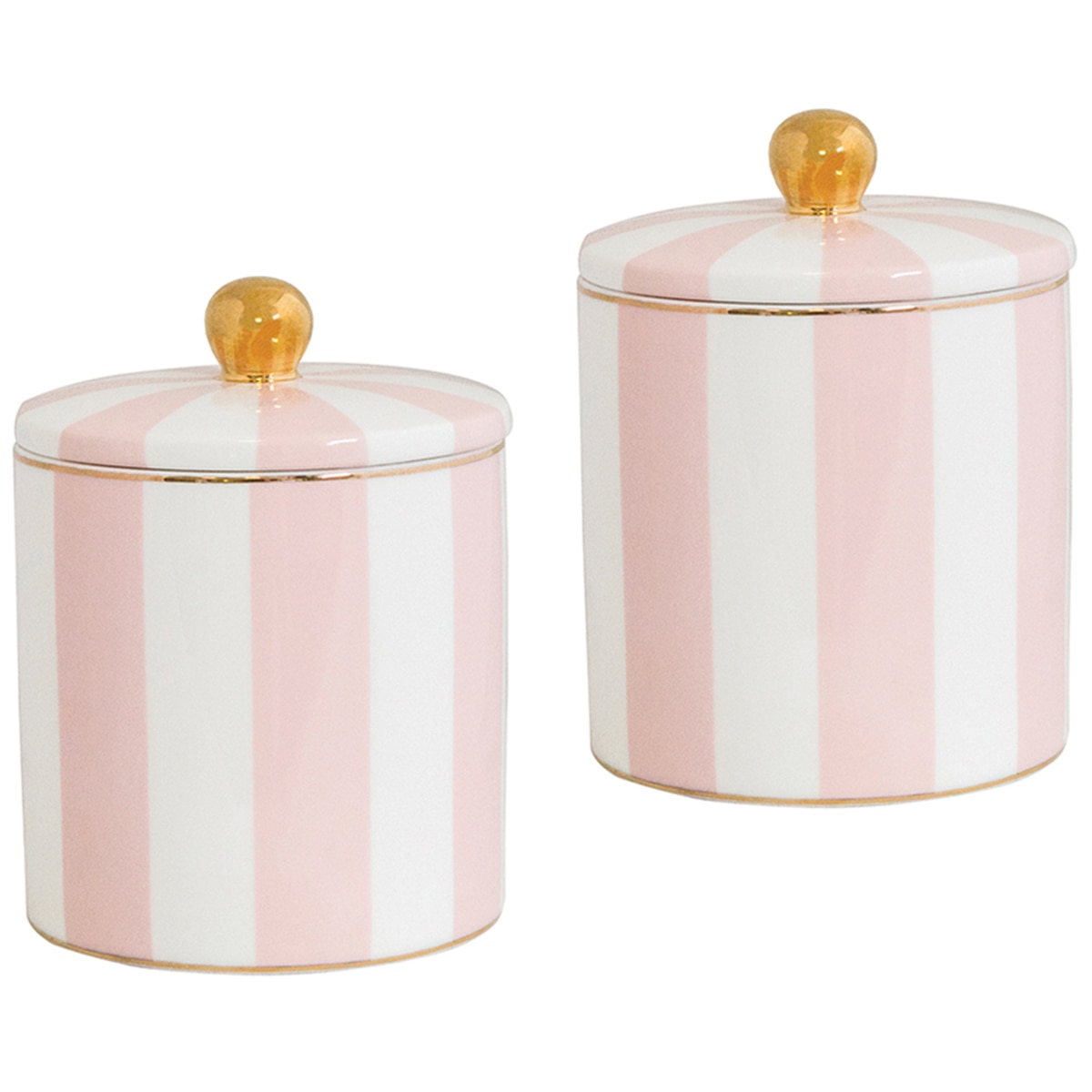 Cristina Re Candles 2pk -  Strawberry Macaron (Blush & Ivory Stripe)