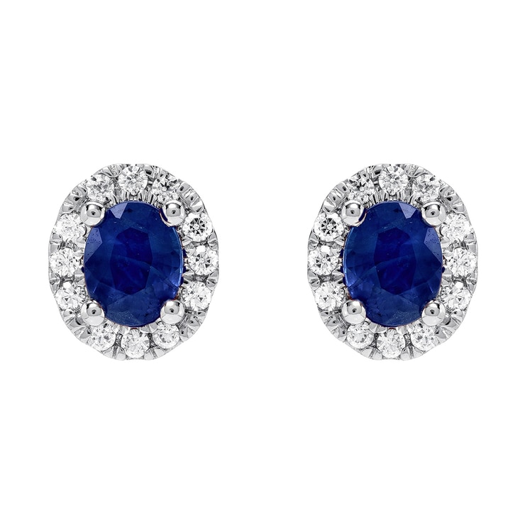 18KT White Gold Sapphire and Diamond Earrings Costco Australia