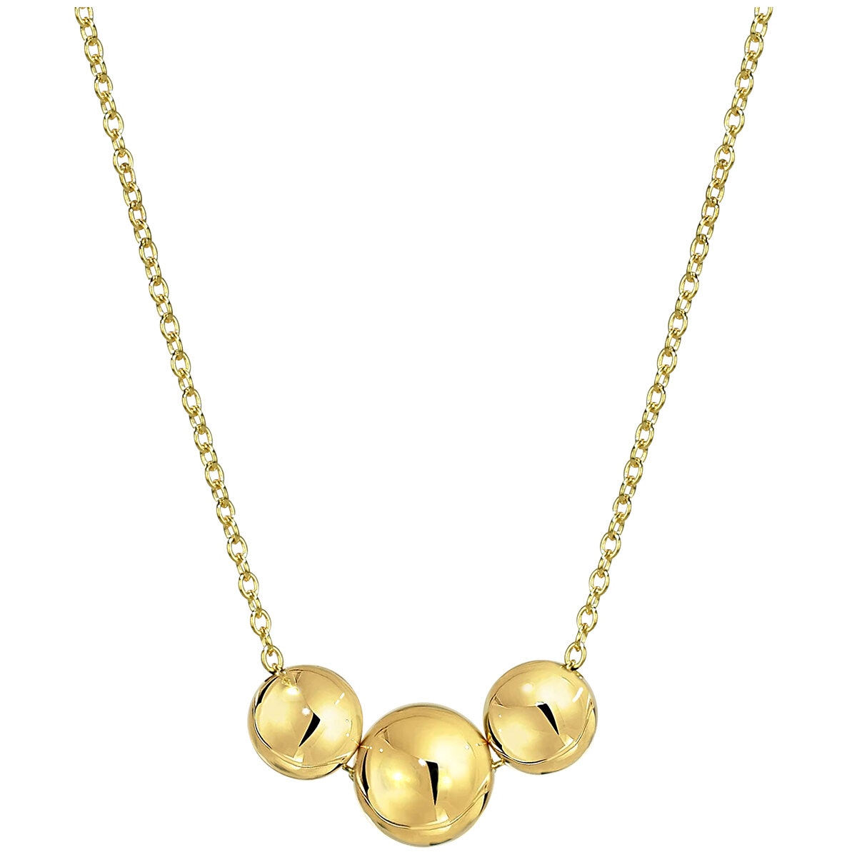 14KT Yellow Gold 3 Globes Chain Necklace 40-45cm