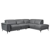 Valencia Pista Leather Reclining Sectional Lounge Right Chaise Grey Valencia Pista Leather Reclining Sectional Lounge Right Chaise Grey
