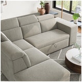 Valencia Finn Fabric Sectional Lounge Bed Left Storage Ottoman Light Grey Valencia Finn Fabric Sectional Lounge Bed Left Storage Ottoman Light Grey