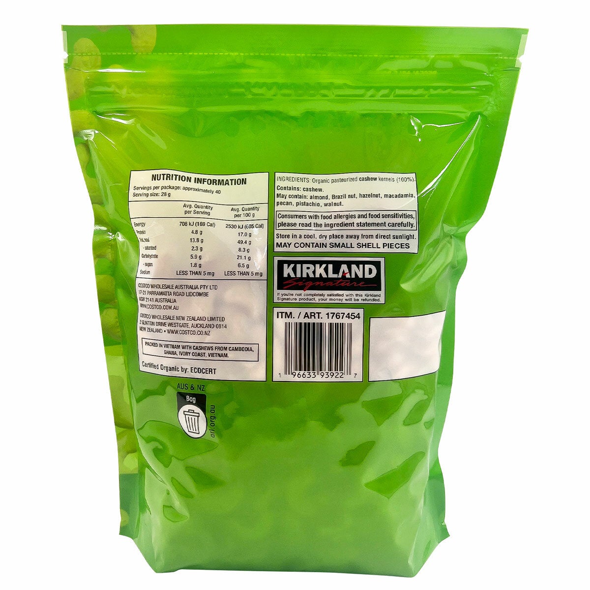 Kirkland Signature Organic Cashews 1.13kg - Grocery Online Kirkland Signature Organic Cashews 1.13kg - Grocery Online