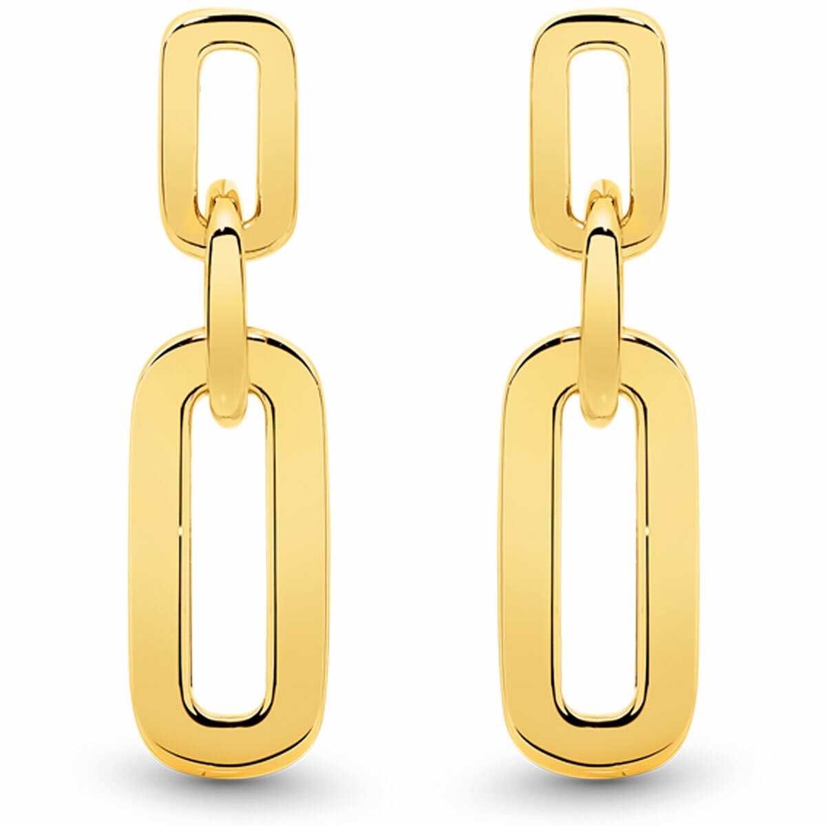 18KT Yellow Gold Paper Clip Link Drop Earrings