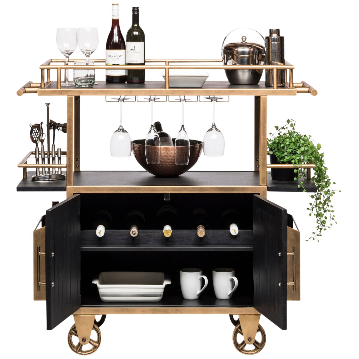 Wine Stash Industrial French Bar Cart