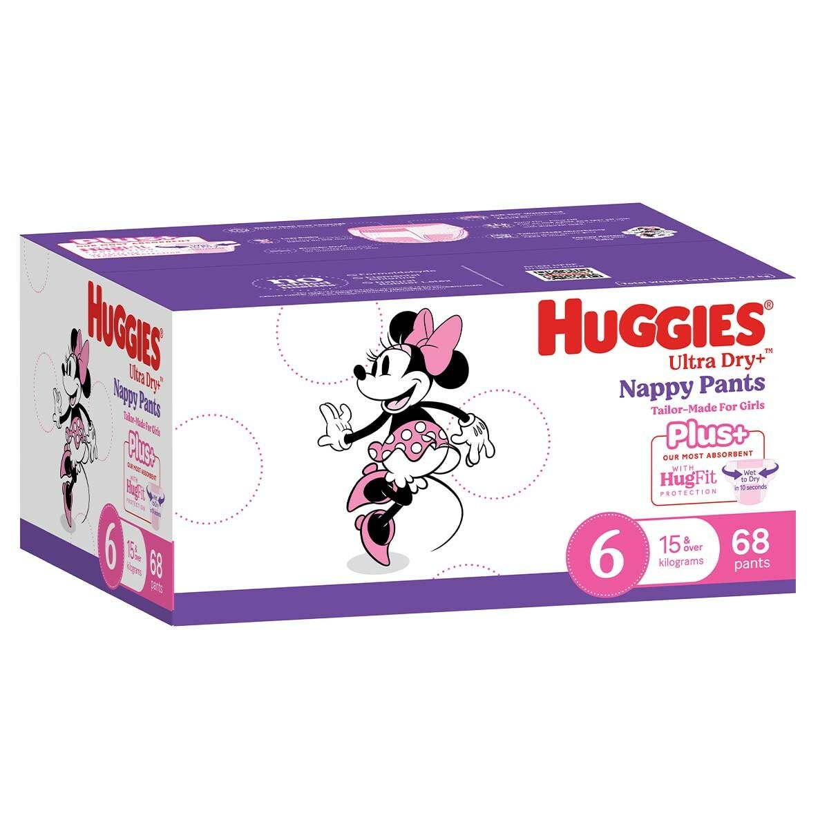 Huggies Nappy Pants+ Size 6 Girl 68CT