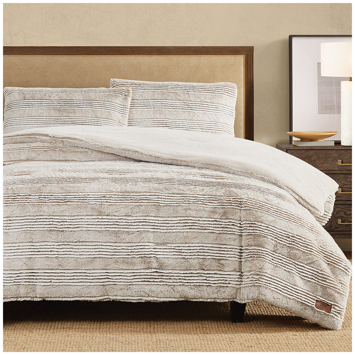 Frye Carved Comforter Set 3 Piece King Biscuit