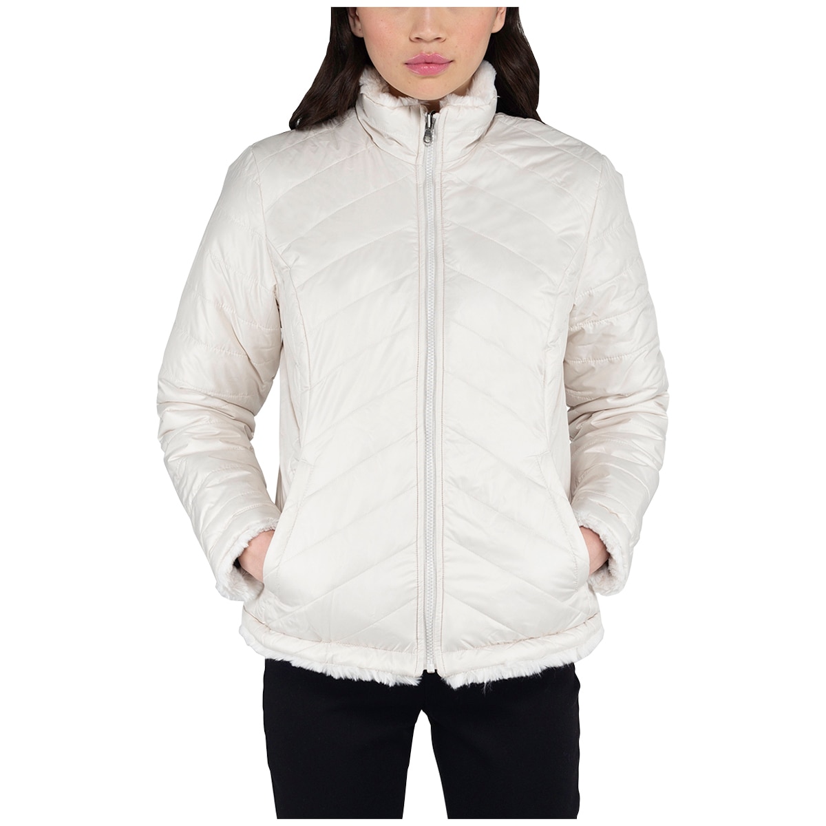 Nicole Miller Women's Reversible Jacket Cream