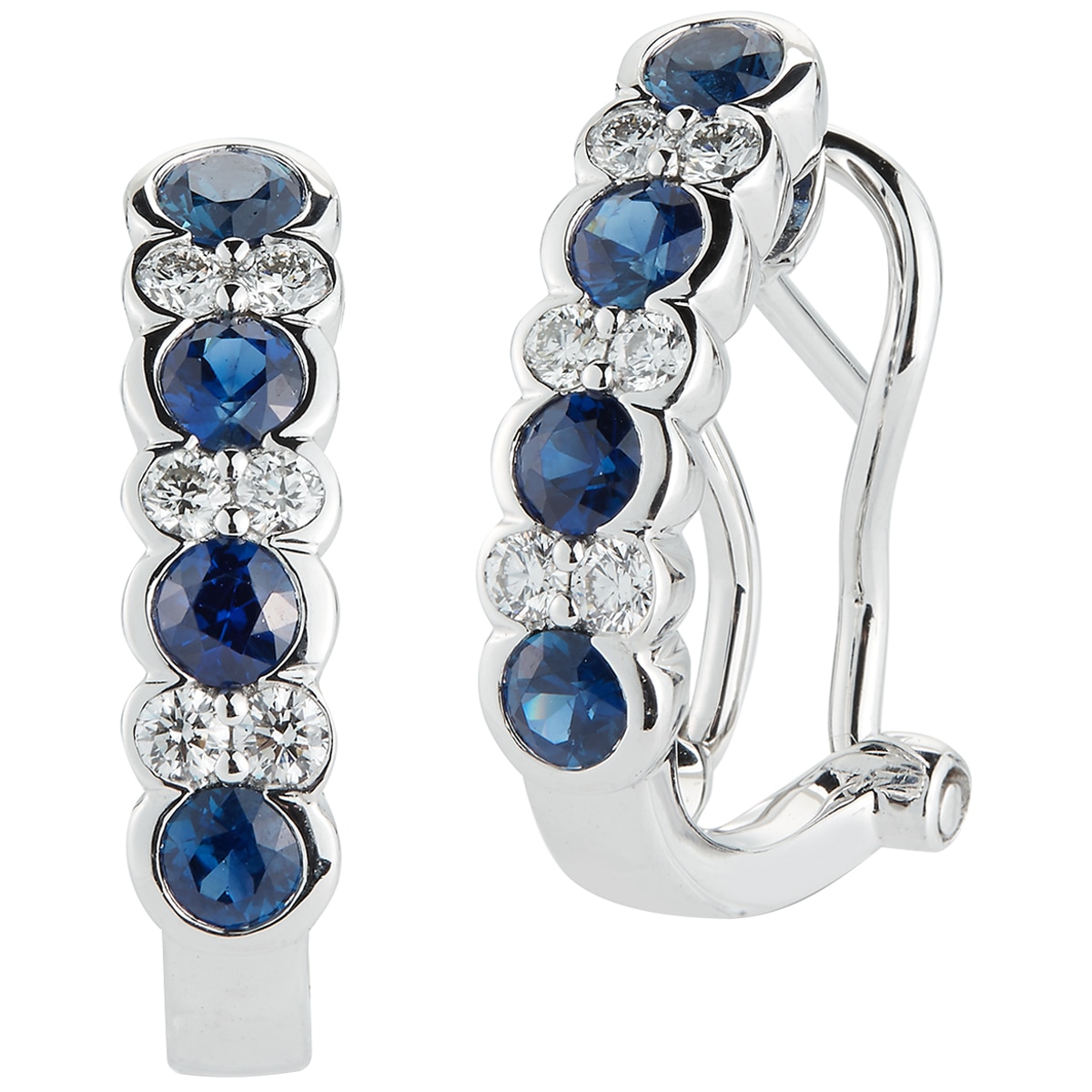 0.26CTW Diamond with Blue Sapphire Earrings