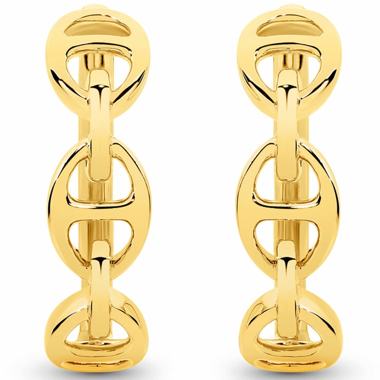 18KT Yellow Gold Mariner Link Hoop Earrings