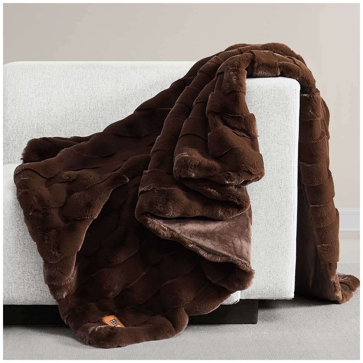 Frye Luxe Faux Fur Throw 152 x 178cm Chocolate