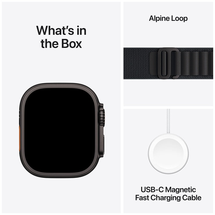 Apple Watch Ultra 3&nbsp;GPS + Cellular&nbsp;49mm&nbsp;Black Titanium Case with Black Alpine Loop - Large