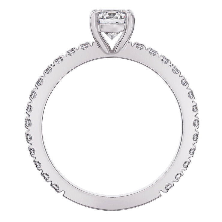 18KT White Gold 1.35ctw Round Diamond Cut 1.00ctw Centre Ring