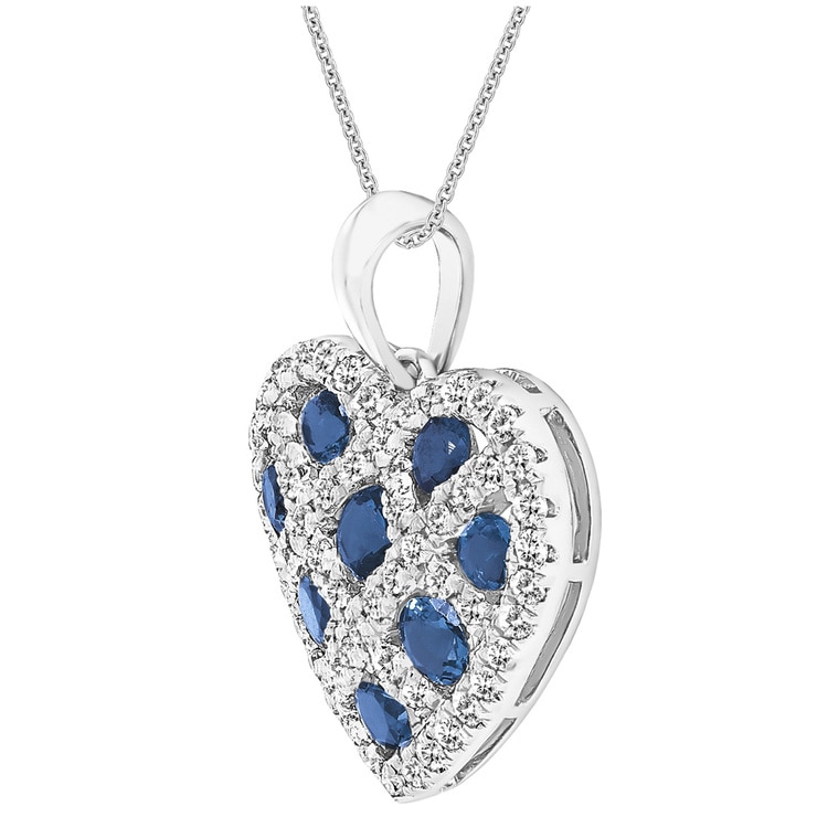 Heart Pendant 18KT White Gold Sapphire and Diamond Pendant Costco