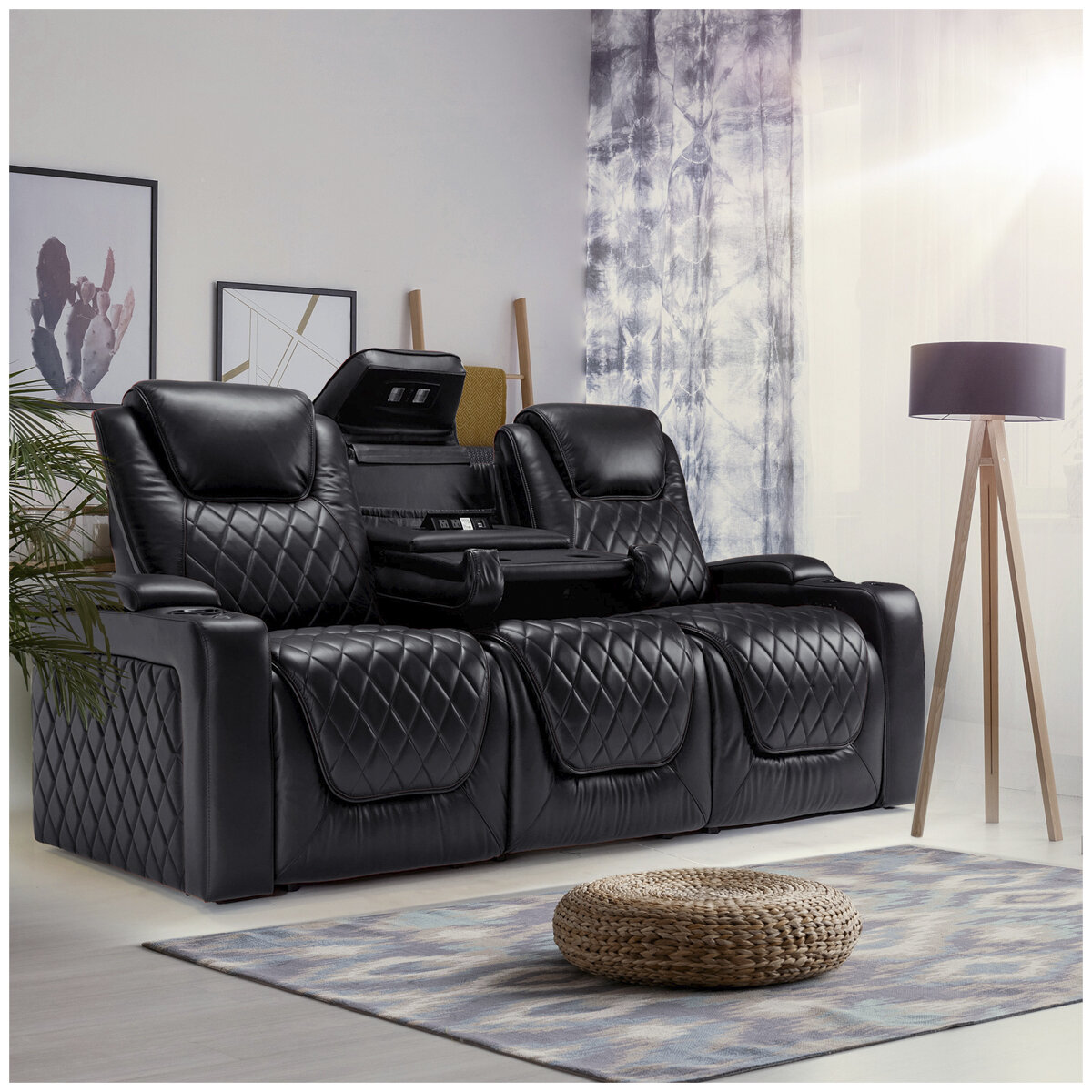 Valencia Home Theatre Oslo Console Edition 3 Seater Black