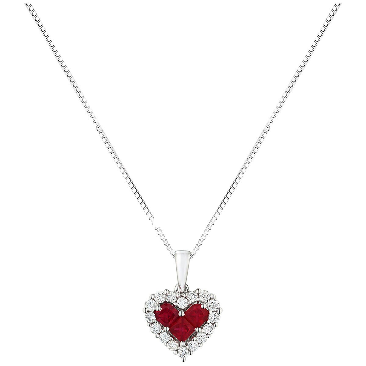 18KT White Gold Ruby \u0026 Diamond Pendant 