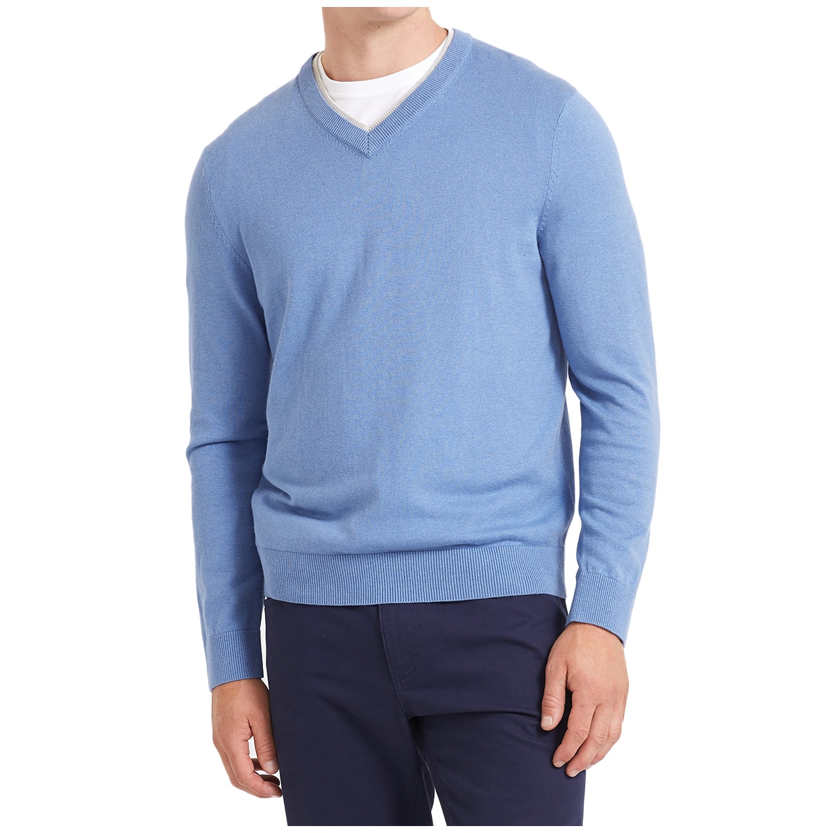 Sportscraft Men's V-Neck Knit Sweater Blue | Costco Austr...