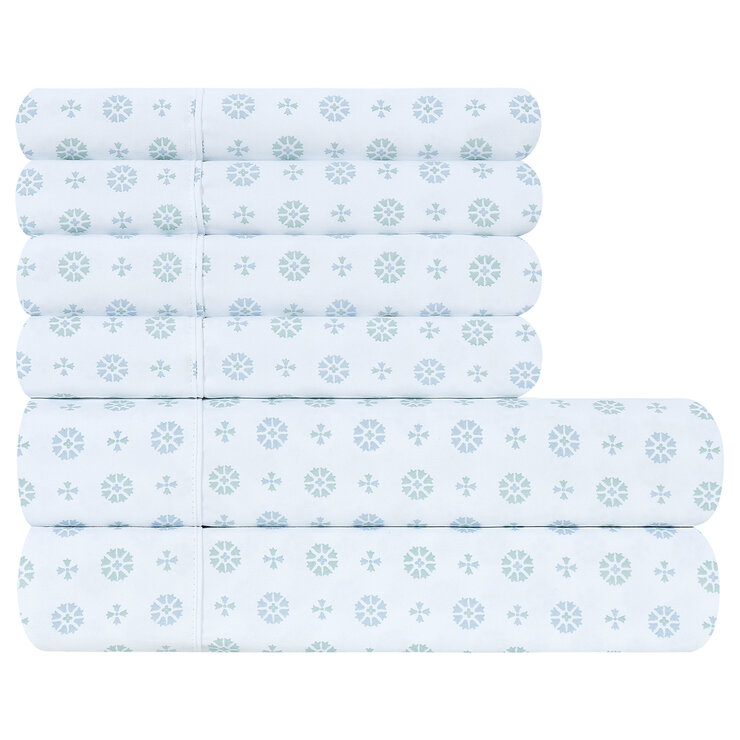 South Point Home Fashions Poly Flannel Sheet Set 6 Piece King Delf Medallion