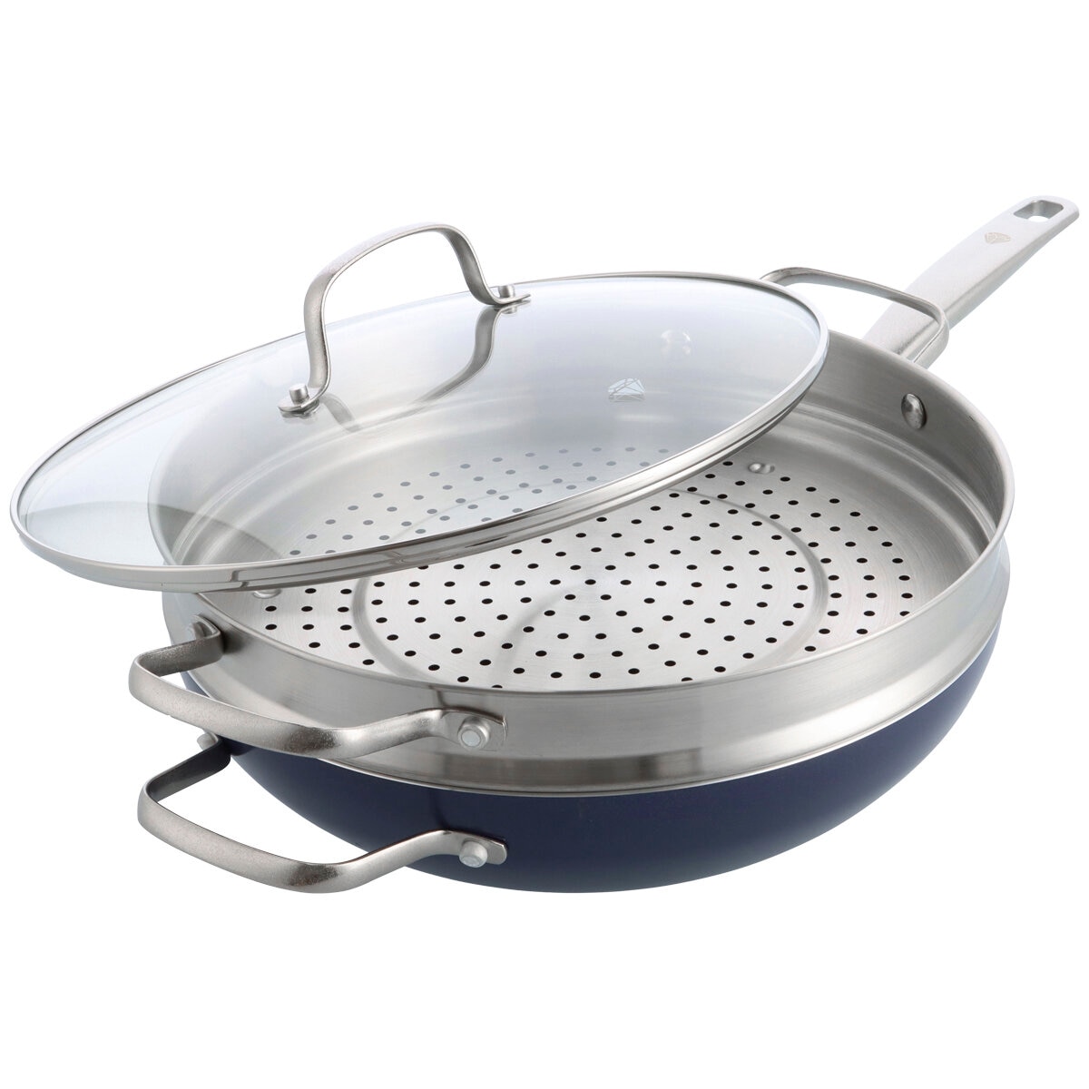 Blue Diamond Wok With Steamer and Lid 30cm