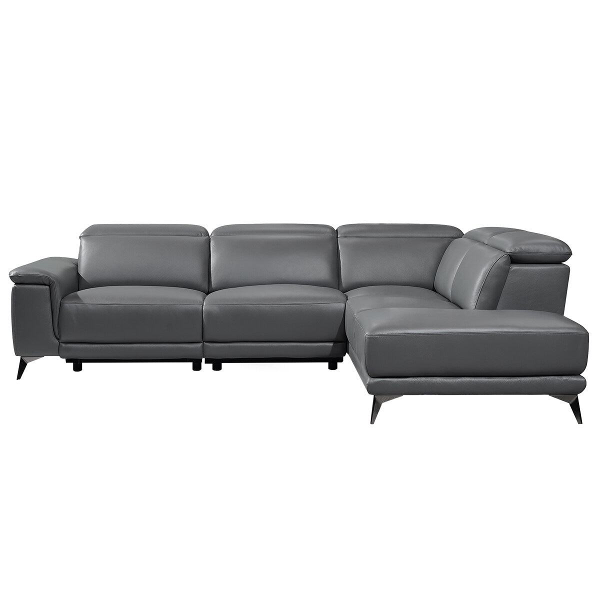 Valencia Pista Leather Reclining Sectional Lounge Right Chaise Grey Valencia Pista Leather Reclining Sectional Lounge Right Chaise Grey