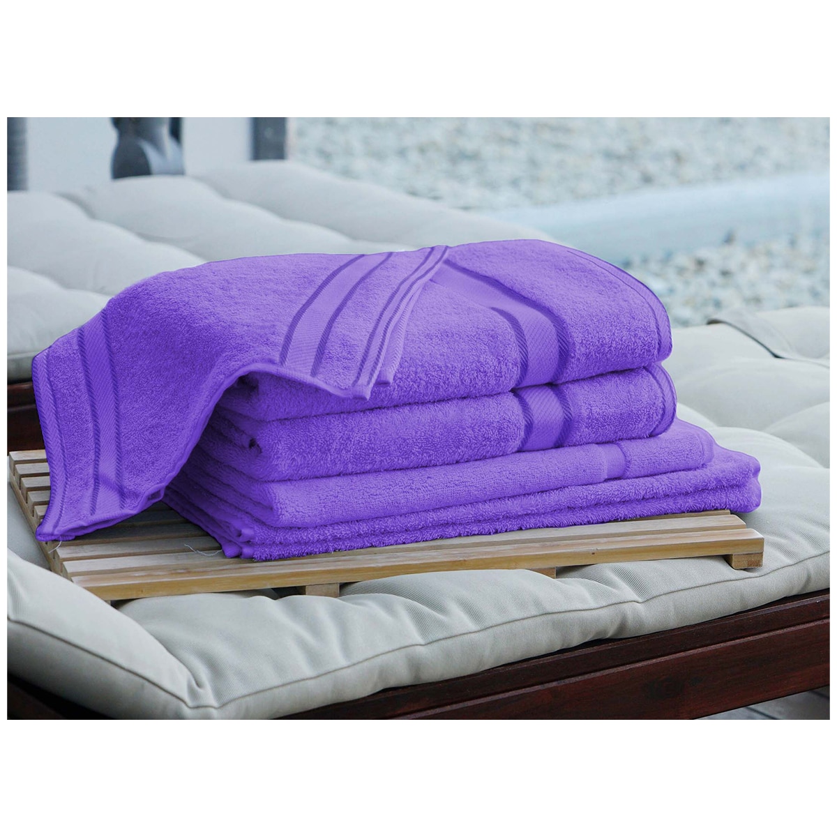 Kingtex Plain dyed 100% Combed Cotton towel range 550gsm Bath Sheet set 7 piece - Purple