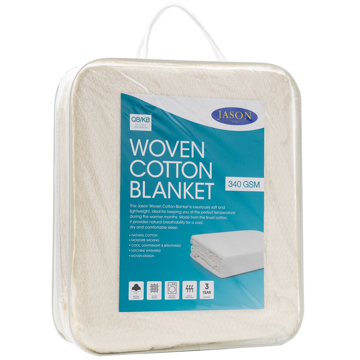 Jason Jacquard Cotton Blanket QBKB - Natural