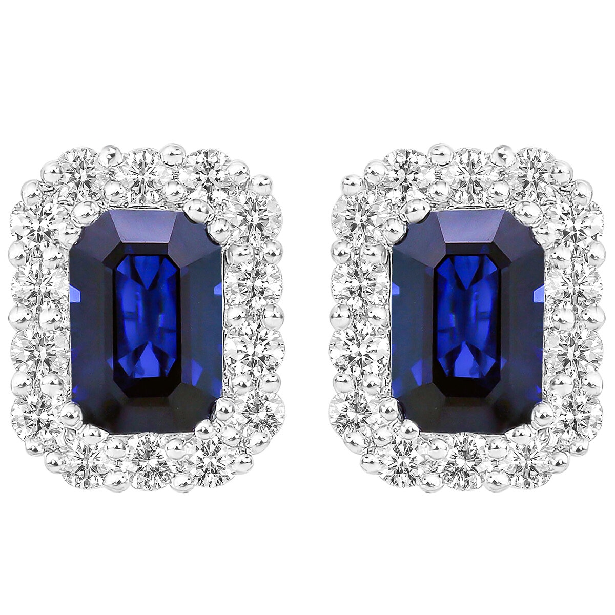 18KT WG 0.40CTW Diamond Sapphire Centre Earrings