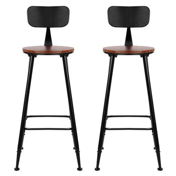 Artiss Vintage Industrial Bar Stool Walnut 2 Pack