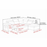 Valencia Finn Fabric Sectional Lounge Bed Right Storage Ottoman Light Grey Valencia Finn Fabric Sectional Lounge Bed Right Storage Ottoman Light Grey