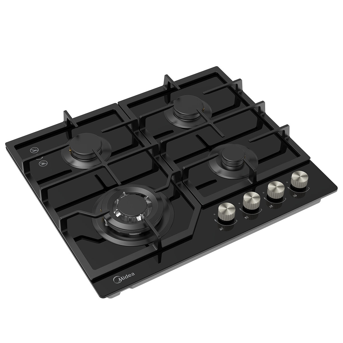 Midea 60cm Black Glass Gas Cooktop Black MCG601GBL