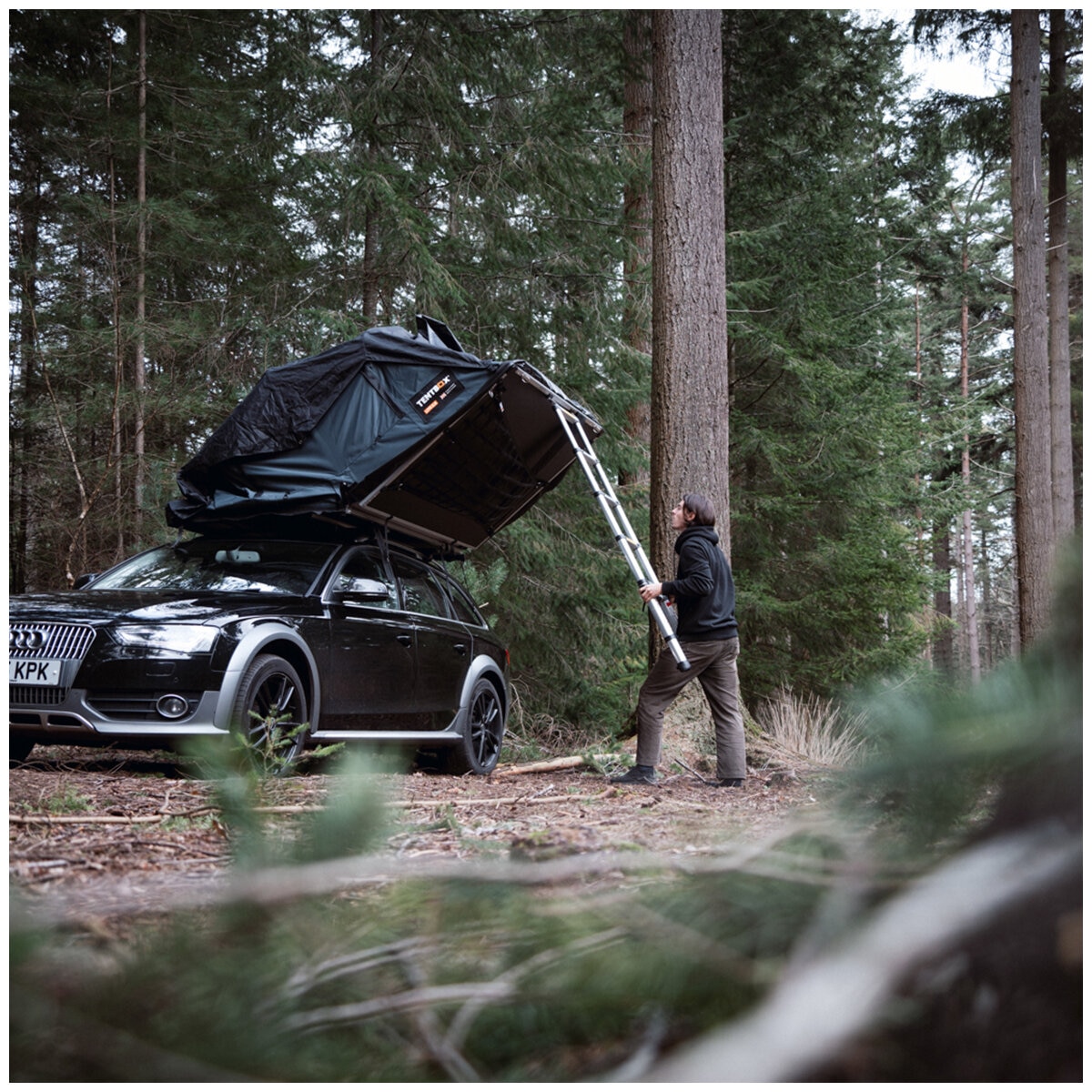 TentBox Lite XL on a car - Slate Grey