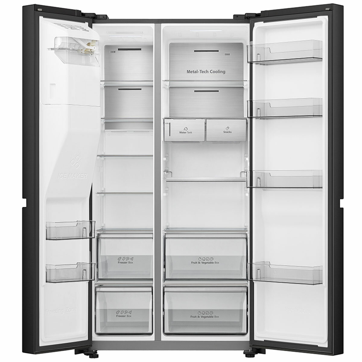 Hisense 632L Side By Side Fridge Black HRSBS633BW Hisense 632L Side By Side Fridge Black HRSBS633BW