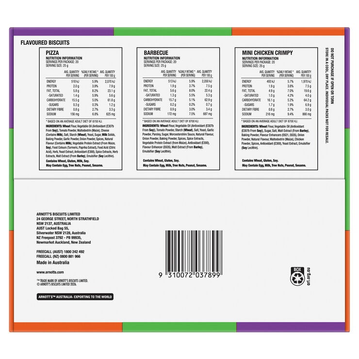 Arnott's Shapes Variety Pack 60 x 25g Arnott's Shapes Variety Pack 60 x 25g