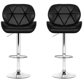 Artiss Black Gaslift Swivel Barstool With Rhombus Motif 2 Pack