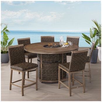 Agio Prairieview Woven Fire High Dining 7 Piece Set