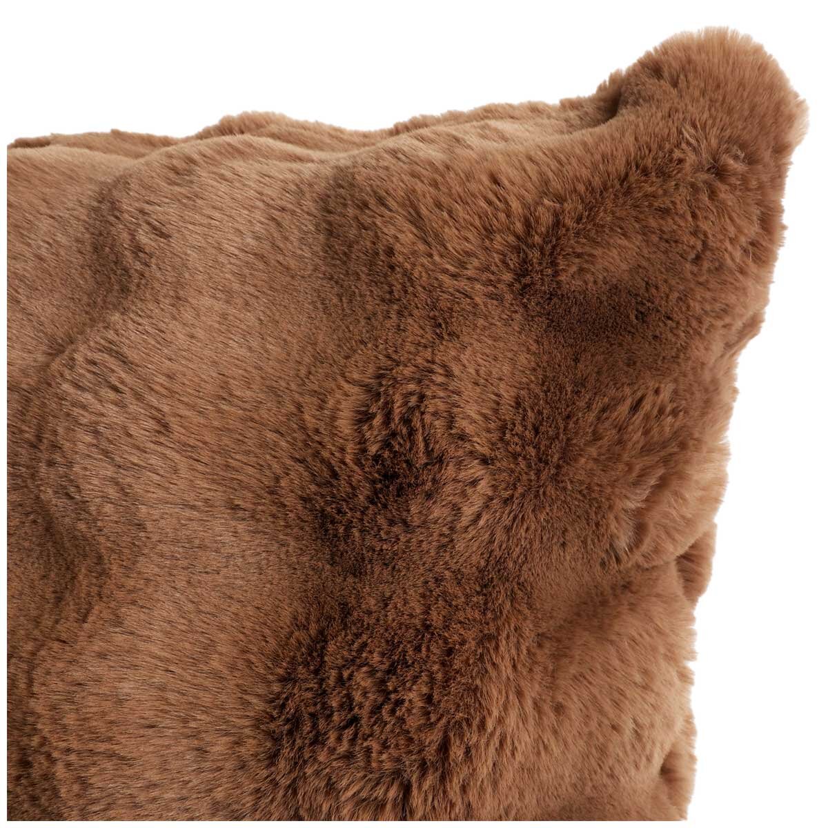 House & Home Luxe Faux Fur Cushion 55cm x 55cm Light Brown