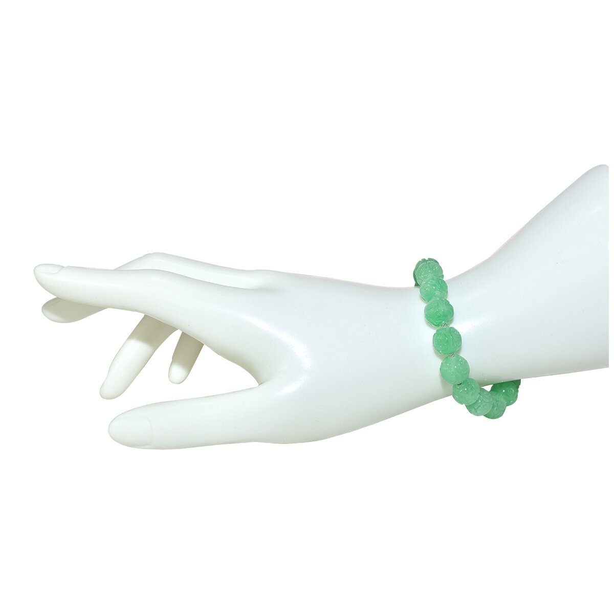 14KT YG Dyed Green Jade Carved Beads Knot Bracelet