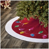 71 inch Tree Skirt - Red Light Bulb
