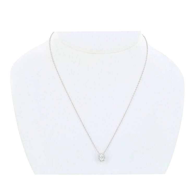 18KT White Gold 0.60ctw Diamond Oval Centre Pendant