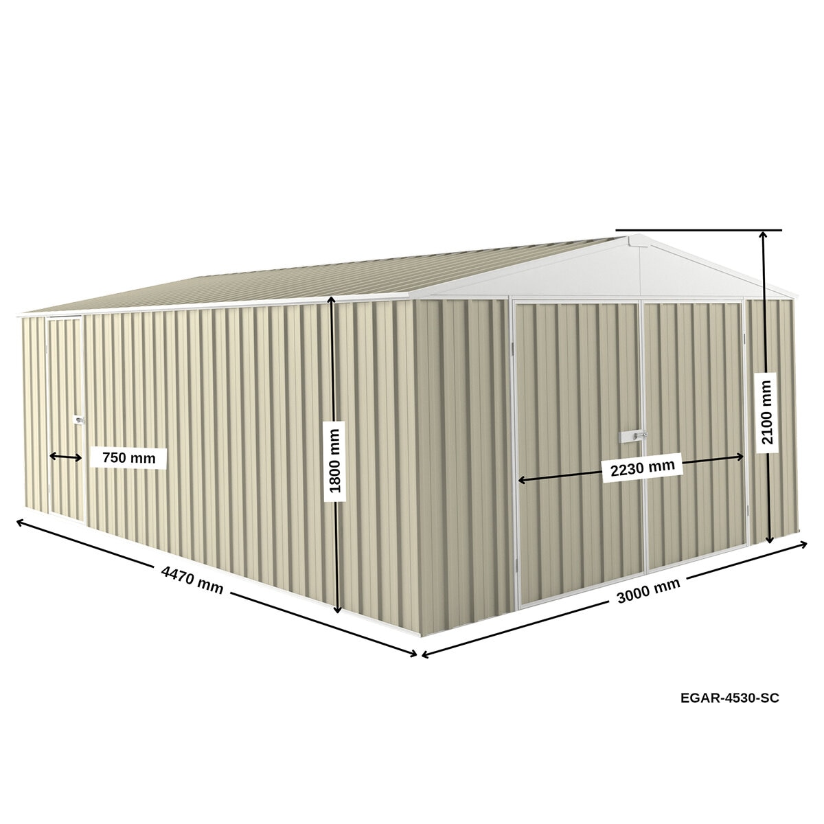 EasyShed Garage 4.5 x 3M Smooth Cream