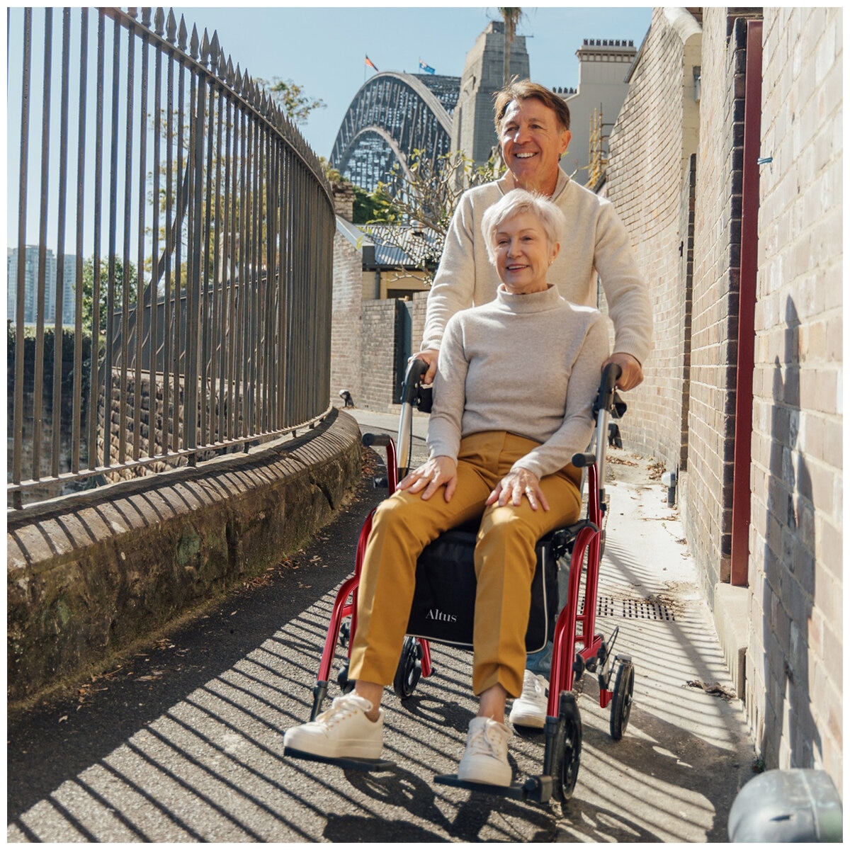 Altus Hybrid Duo 2 In 1 Mobility Rollator And Transit Wheelchair Red
