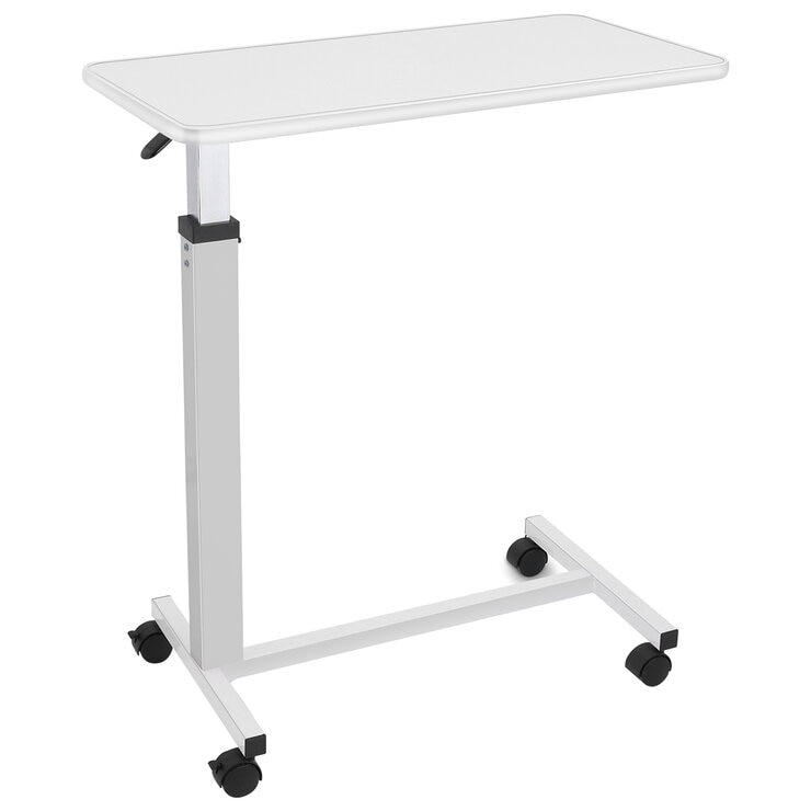 Altus Adjustable Overbed Table With Rolling Lockable Wheels Large White Altus Adjustable Overbed Table With Rolling Lockable Wheels Large White