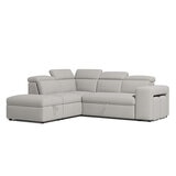 Valencia Finn Fabric Sectional Lounge Bed Left Storage Ottoman Light Grey Valencia Finn Fabric Sectional Lounge Bed Left Storage Ottoman Light Grey