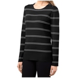 Kirkland Signature Ladies' Crewneck Sweater - Black/Grey Stripe