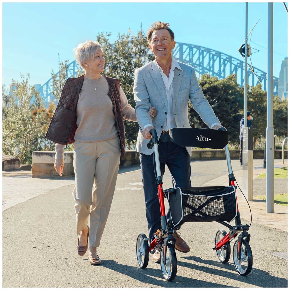 Altus Deluxe Euro Style Walker Rollator 10 Inch Wheel Red