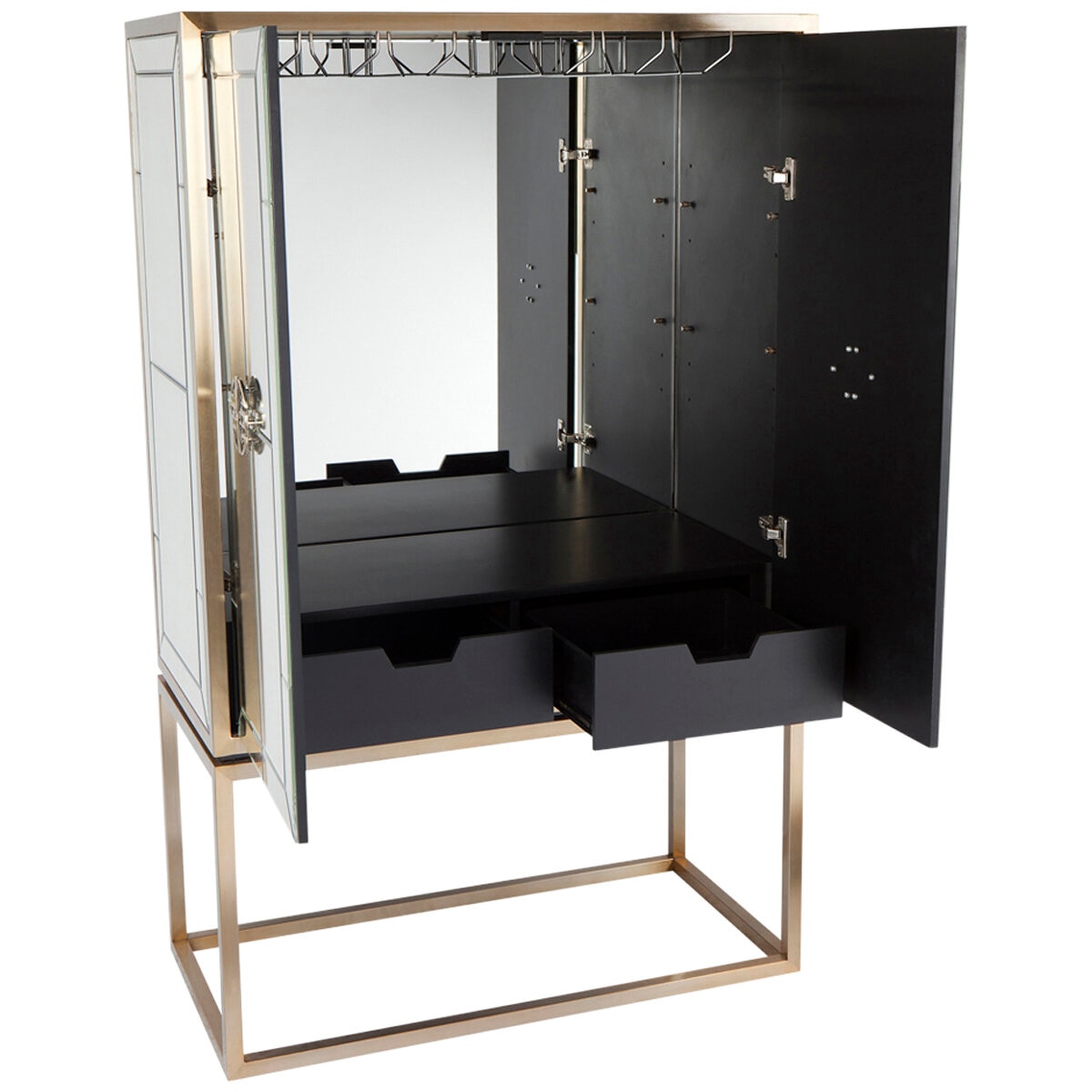 Cafe Lighting and Living Rochester II Mirrored Bar Cabinet Antique