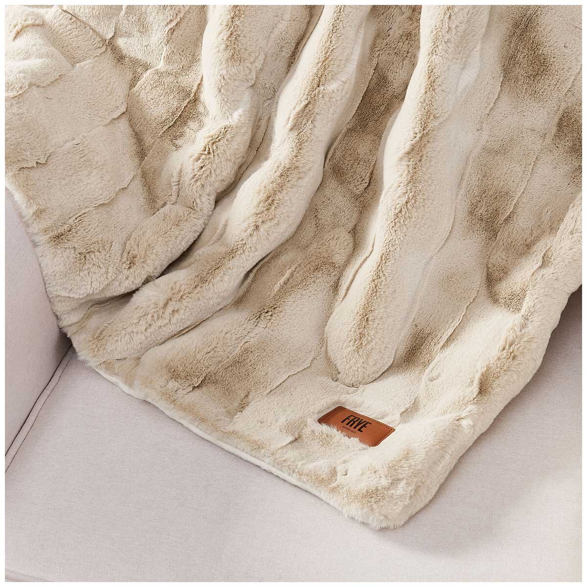 Frye Luxe Faux Fur Throw 152 x 178cm Cream