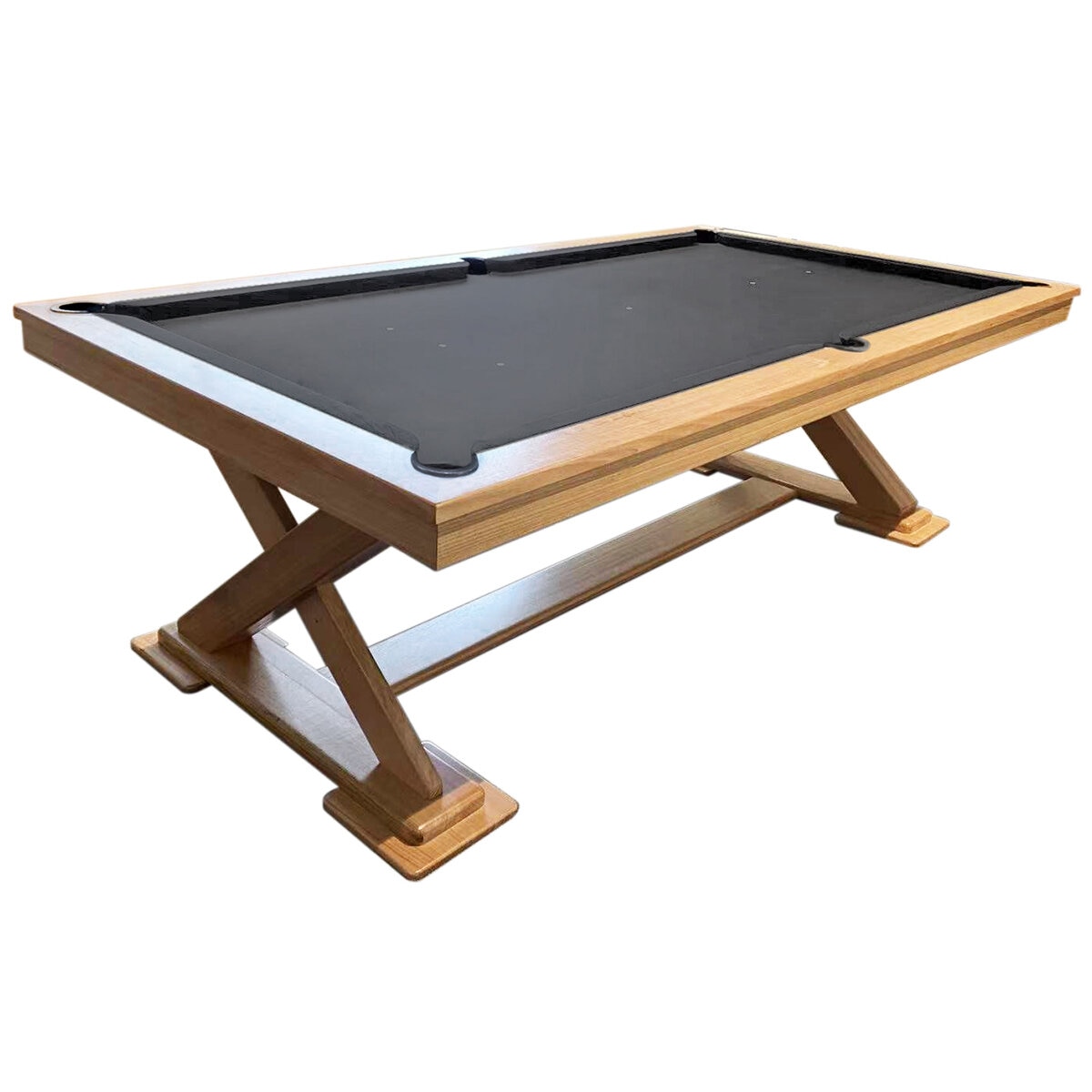All Table Sports Southern Cross 8ft Pool Table Natural Wood Carcoal Felt