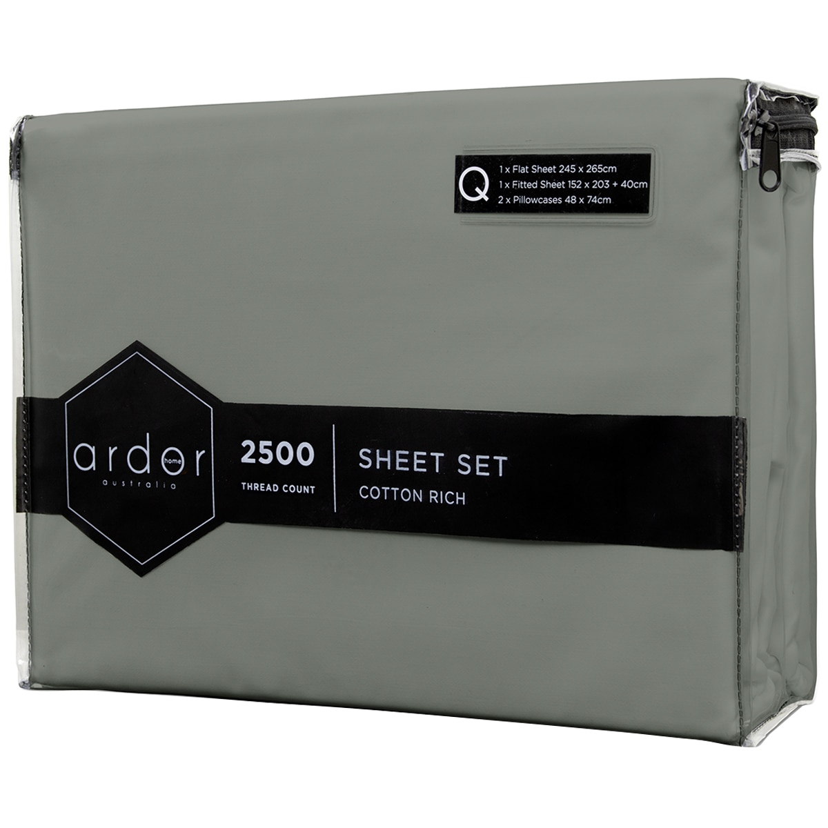 Ardor 2500TC Cotton Rich Sheet Sets Queen - Grey